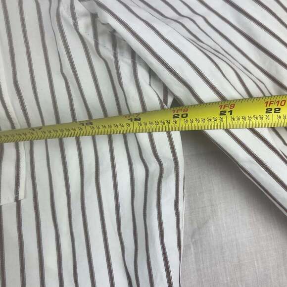 Abercrombie & Fitch Muscle Mens Large White Striped Button Up Long Sleeve - Picture 7 of 11